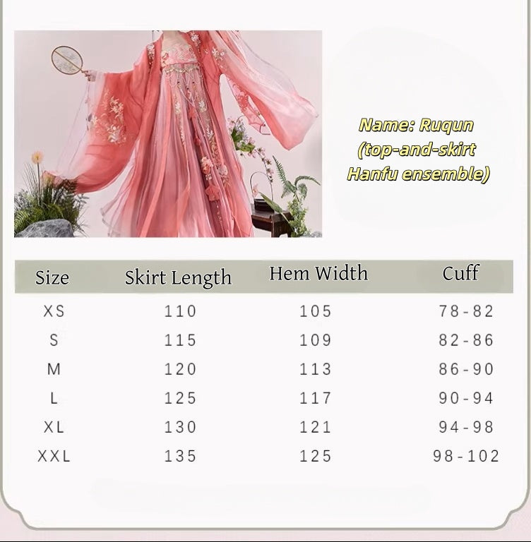 Tang Dynasty Hanfu-Exquisite Heavy Embroidery Wide-Sleeve Shirt + High-Chest Heziqun
