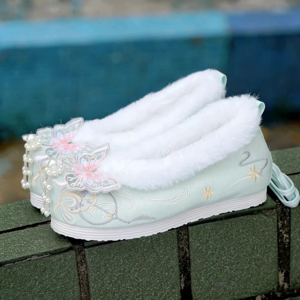 Women's New Arrival Winter Fleece-lined High Heels(Jade Butterfly)