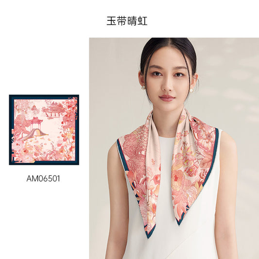 LAN SILK 2025 New 100% Mulberry Silk 65cm Charmeuse Silk Square Scarf