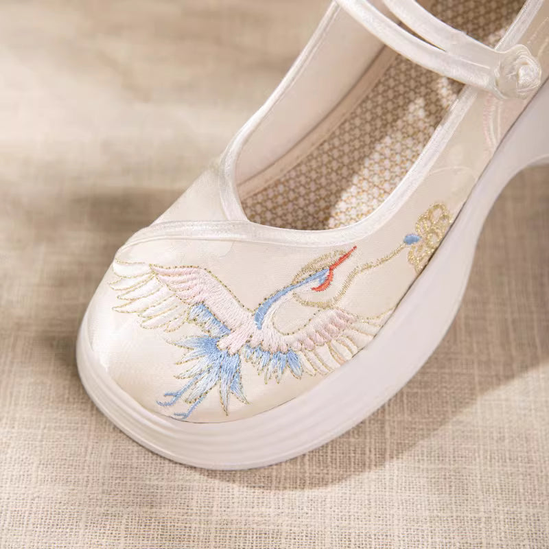 Original Spring & Summer Women's High-heeled Satin Embroidered Neo-Chinese Style Shoes