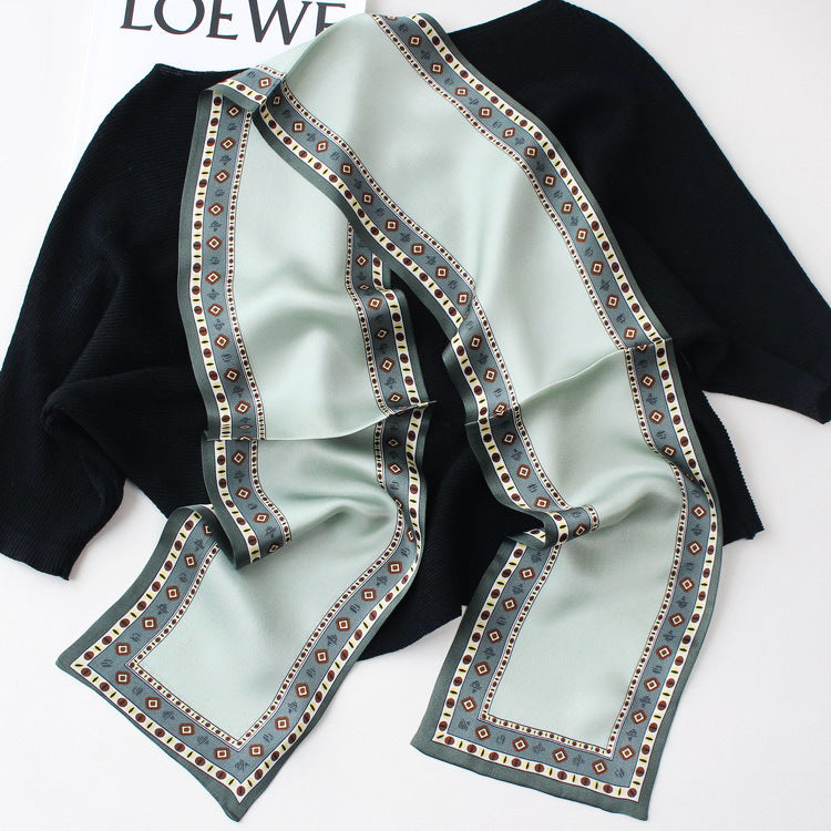 Pure Silk Long Double-Layer Reversible Scarf