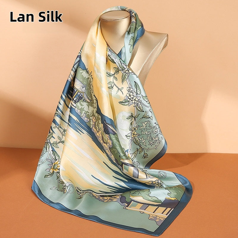 100% Mulberry Silk 68cm Charmeuse Silk Square Scarf