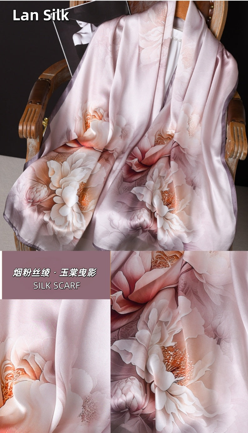 100% Mulberry Silk Long Scarf-170*53  (12 Momme Charmeuse)