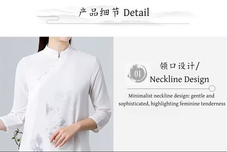 Chinese-Inspired Hanfu，Zen-Inspired Vintage Ink Wash Painting Hanfu