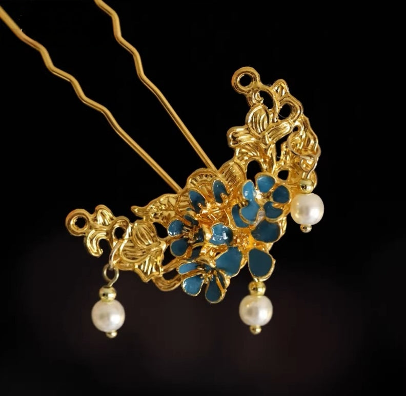 Handcrafted Phoenix Coronet Headpiece Set for Ming-style Hanfu