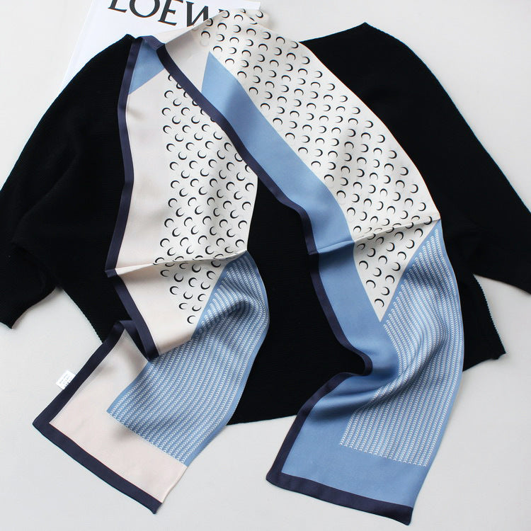 Pure Silk Long Double-Layer Reversible Scarf-145*15CM