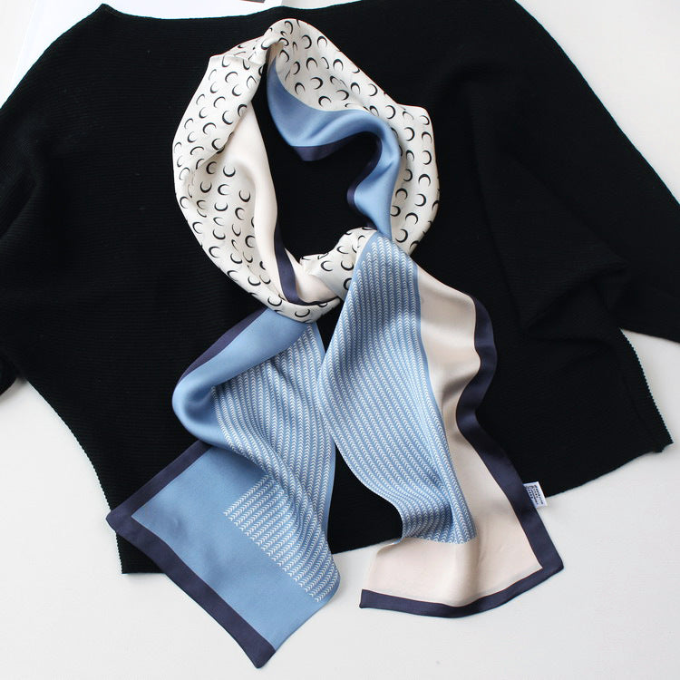 Pure Silk Long Double-Layer Reversible Scarf-145*15CM
