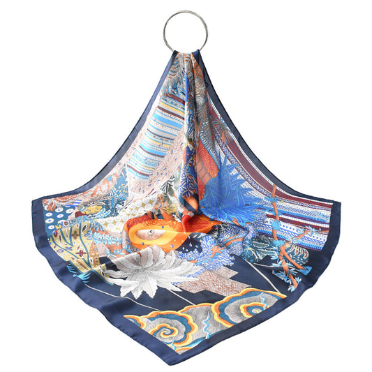 Gemstone Butterfly Silk Scarf– 100% Silk Crepe de Chine Square (65cm*65cm))