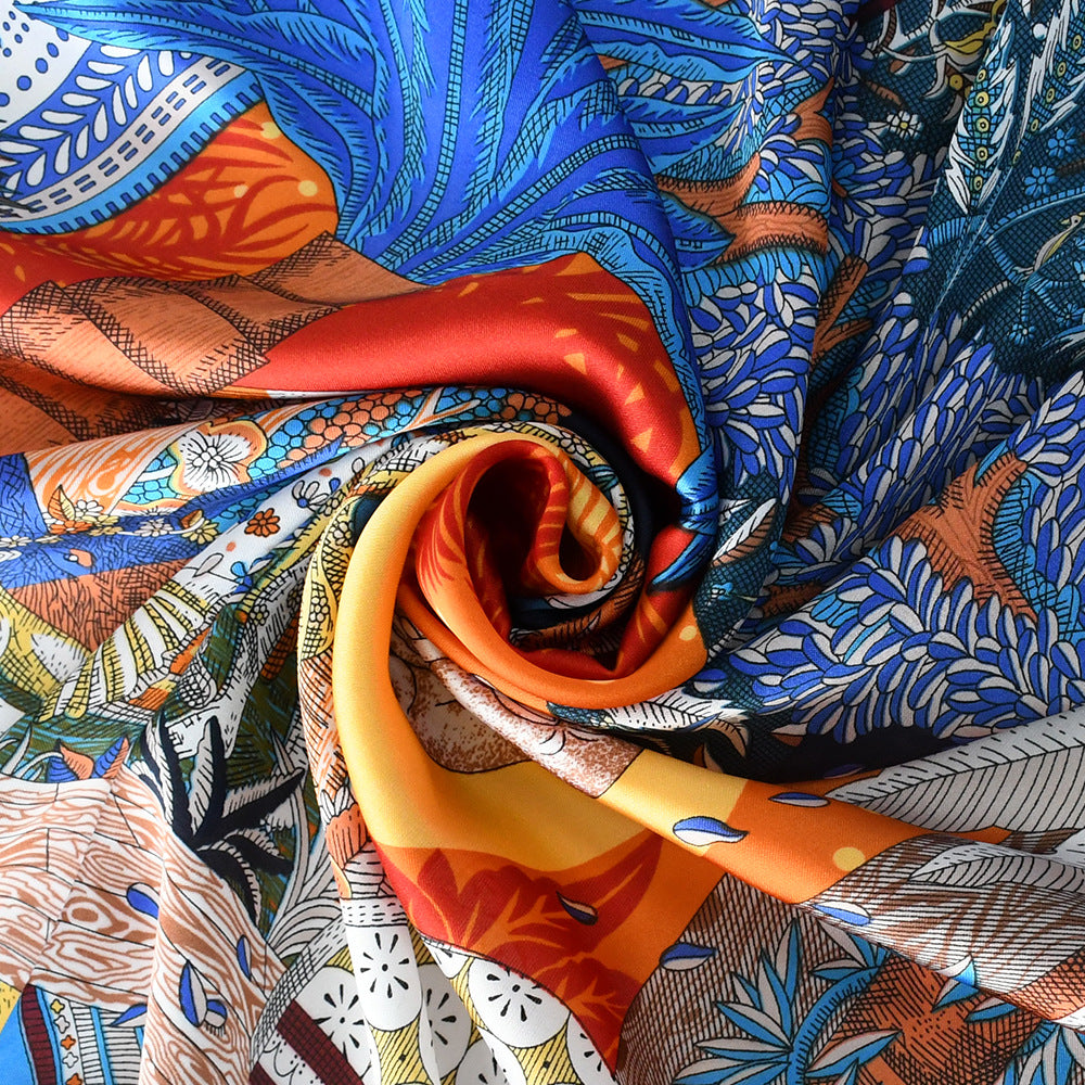 Gemstone Butterfly Silk Scarf– 100% Silk Crepe de Chine Square (65cm*65cm))