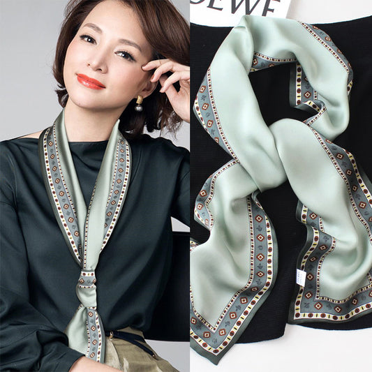 Pure Silk Long Double-Layer Reversible Scarf