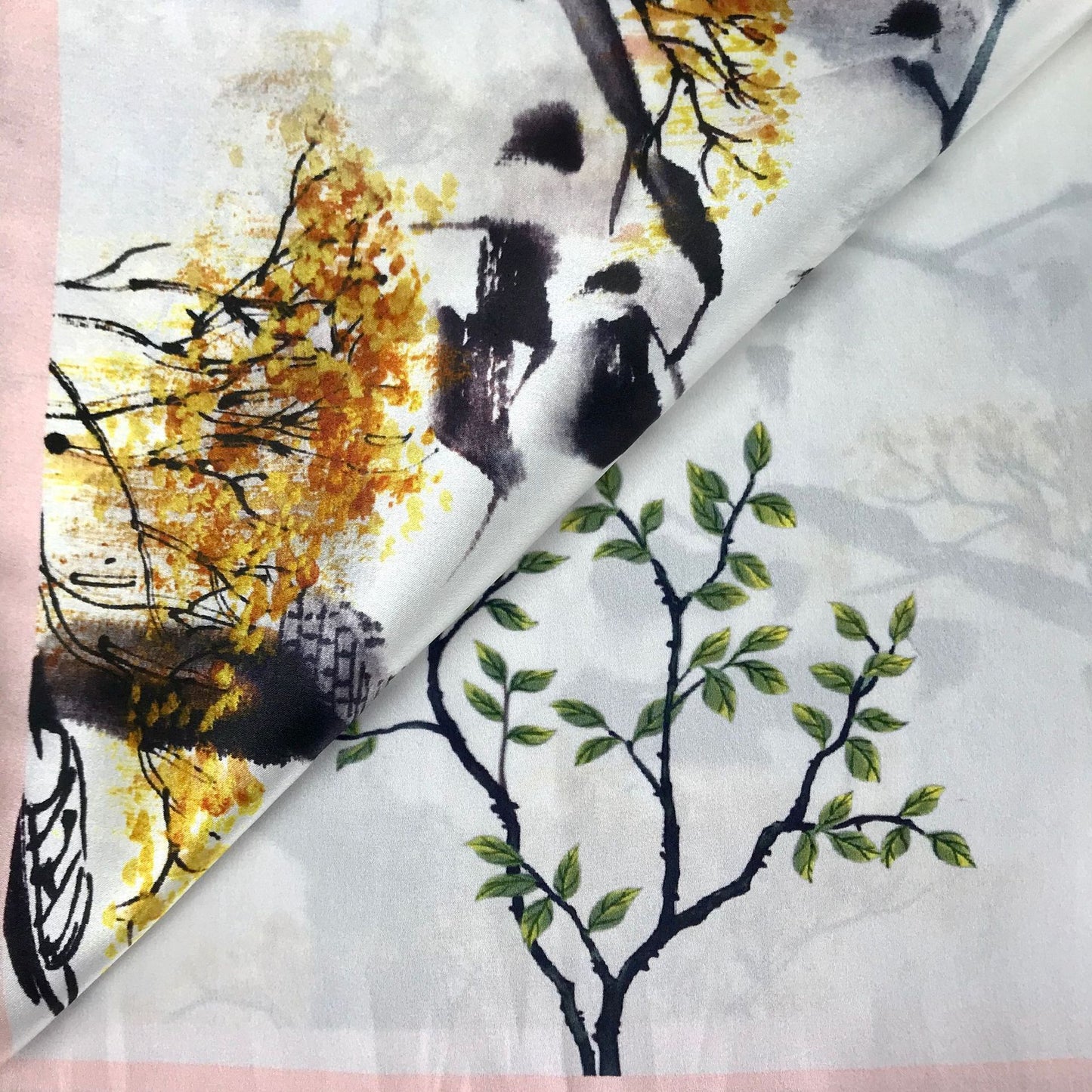Luxury Chinese-inspired Silk Scarf - Autumn/Winter Cashmere-like Warmth with Artistic Floral Prints