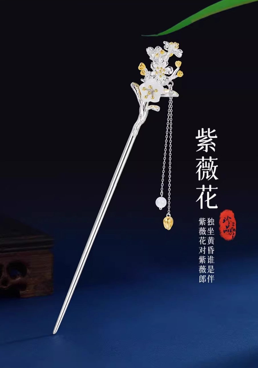 Sterling Silver Twelve Flower Gods Hairpin for Women (Neo-Chinese Ancient Style)