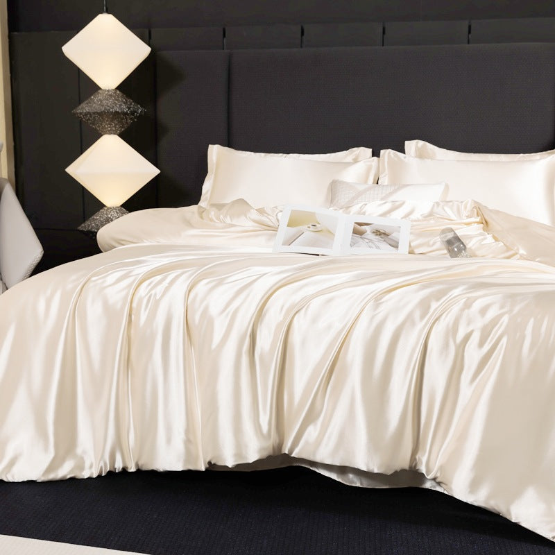 Pure Mulberry Silk 4-Piece Bedding Set, Double-Sided Silk Duvet Cover, Spring/Summer