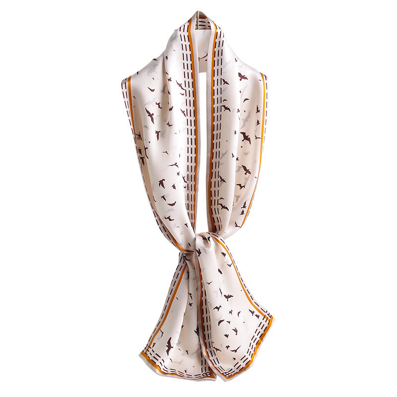 100% Silk Skinny Scarf - Reversible Summer Neck Ribbon（150cm*18cm）