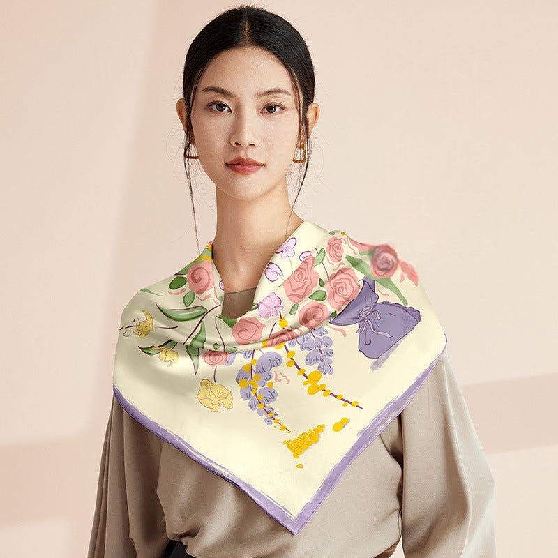 LAN SILK 2026 New Arrival 100% Mulberry Silk 86cm Square Scarf,