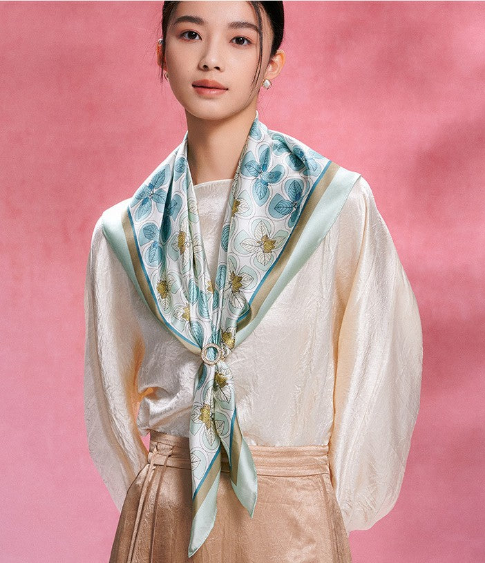 LAN SILK 2026 New Arrival 100% Mulberry Silk 86cm Square Scarf,