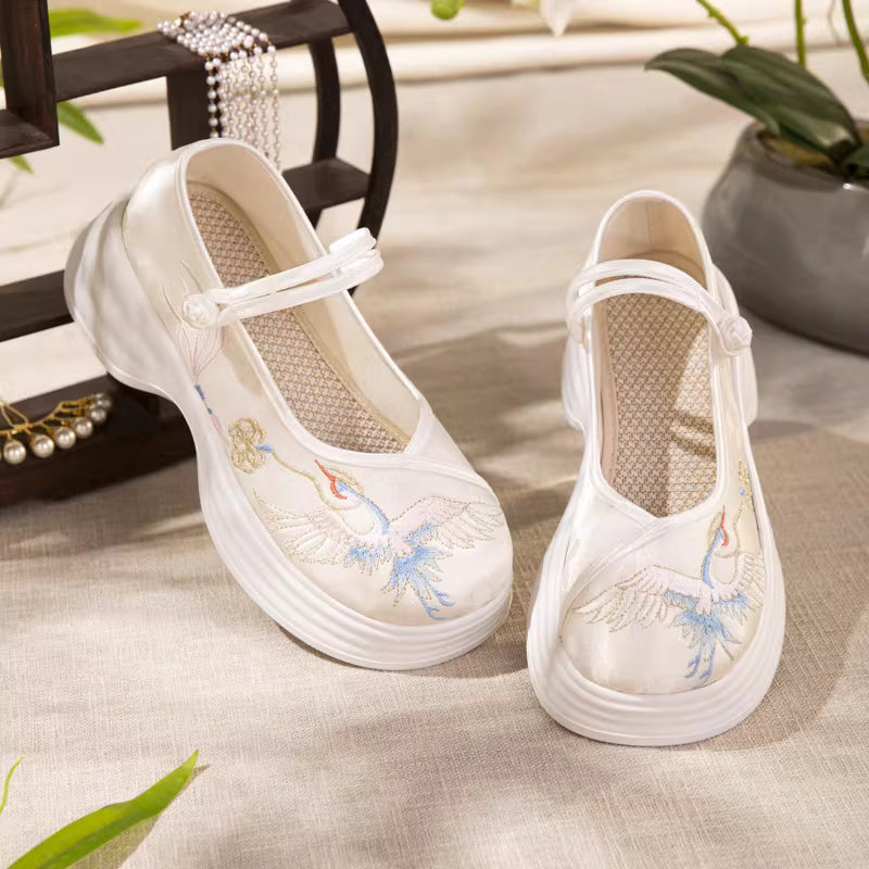 Original Spring & Summer Women's High-heeled Satin Embroidered Neo-Chinese Style Shoes
