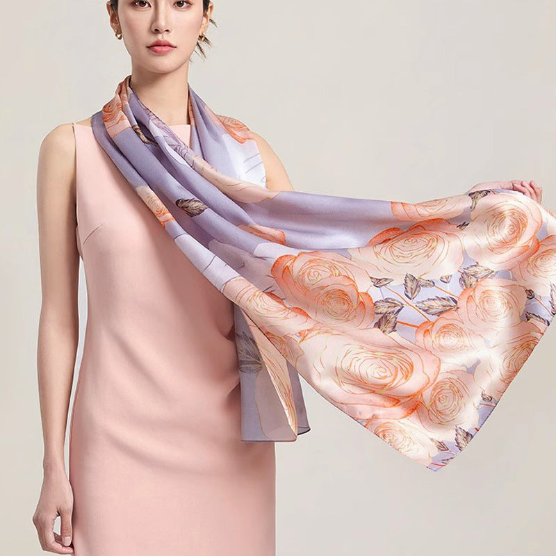 100% Mulberry Silk Scarf, 170*53cm Silk Scarf, 12 Momme-Smooth & delicate, lightweight & breathable