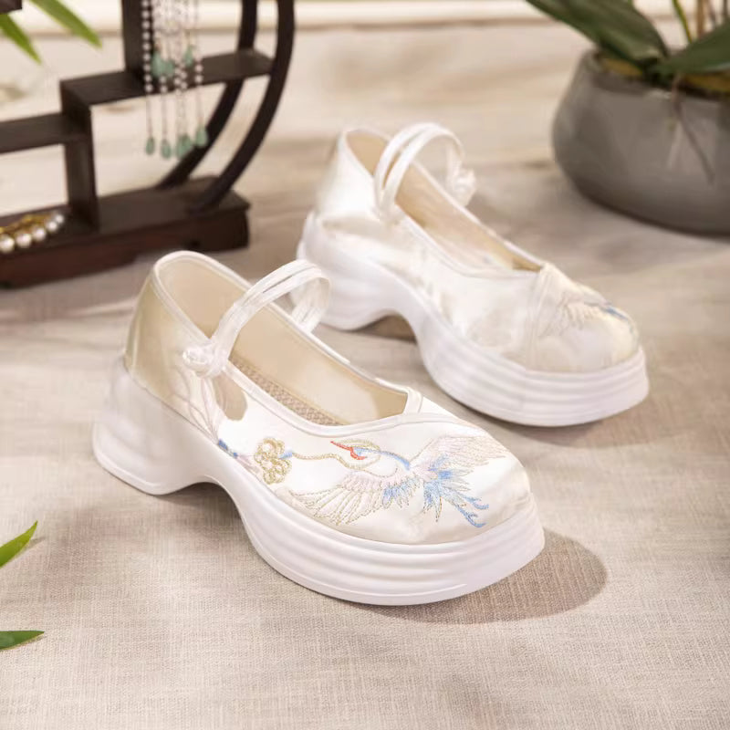 Original Spring & Summer Women's High-heeled Satin Embroidered Neo-Chinese Style Shoes