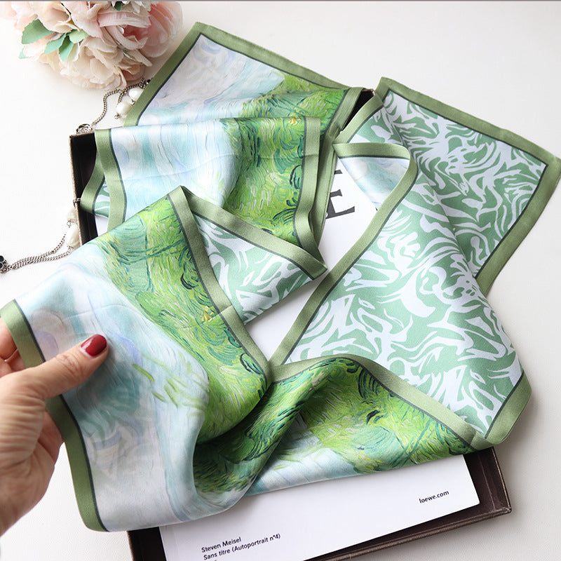 Pure Silk Long Double-Layer Reversible Scarf-145*15CM