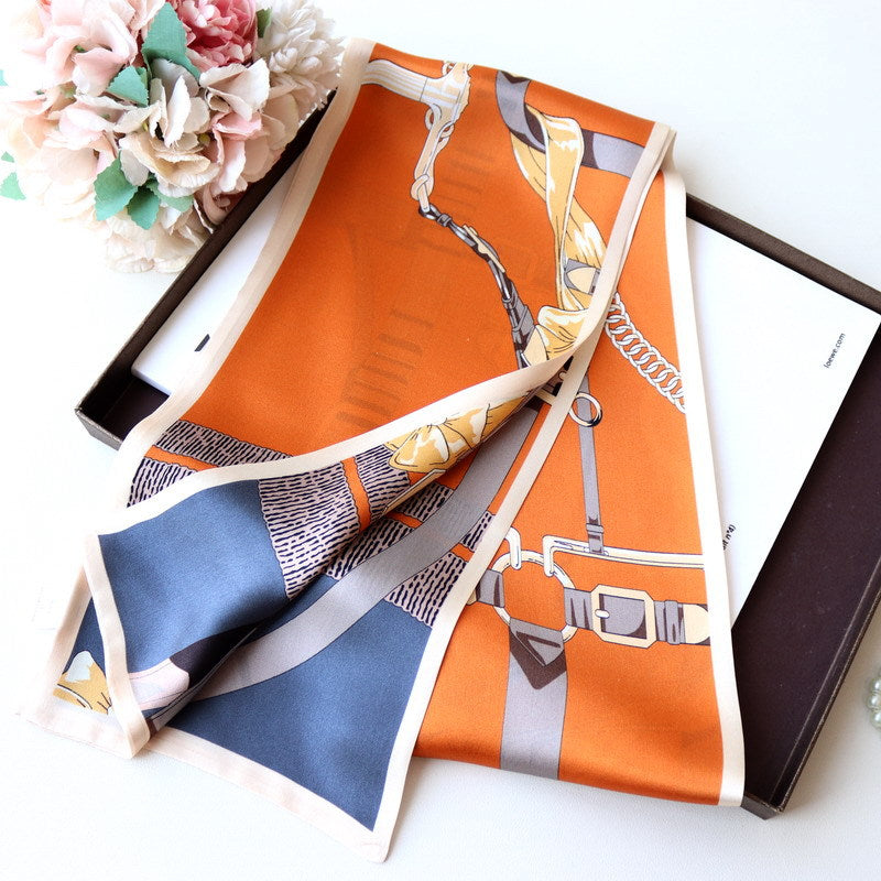 Pure Silk Long Double-Layer Reversible Scarf-145*15CM