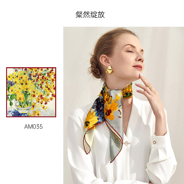 LAN SILK 2025 New 100% Mulberry Silk 65cm Charmeuse Silk Square Scarf