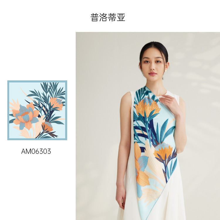 LAN SILK 2025 New 100% Mulberry Silk 65cm Charmeuse Silk Square Scarf