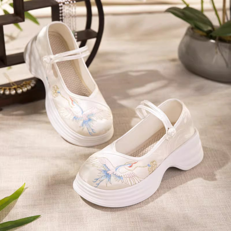 Original Spring & Summer Women's High-heeled Satin Embroidered Neo-Chinese Style Shoes