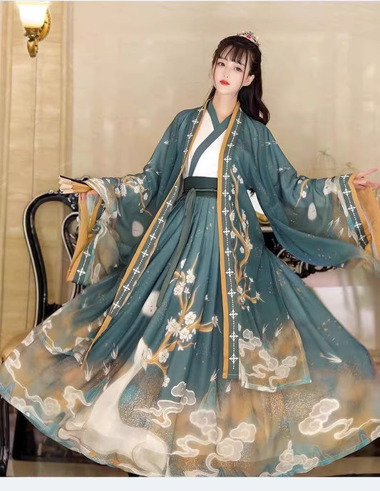 Jin Dynasty-Style Hanfu Autumn Collection: Traditional Cross-Collar High-Waisted Ruqun for Daily Wear