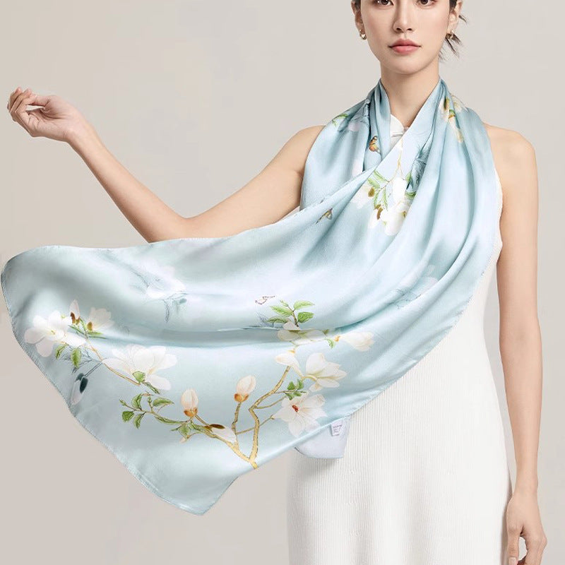 100% Mulberry Silk Scarf, 170*53cm Silk Scarf, 12 Momme-Smooth & delicate, lightweight & breathable