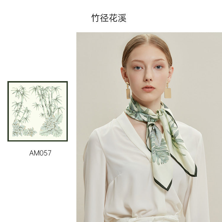 LAN SILK 2025 New 100% Mulberry Silk 65cm Charmeuse Silk Square Scarf