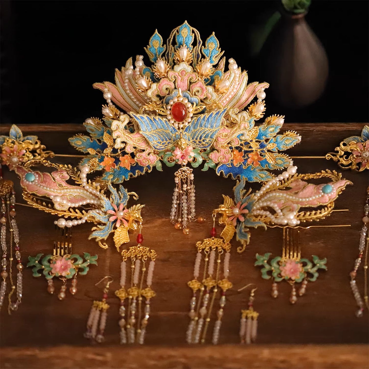 Handcrafted Chinese Traditional Hanfu Phoenix Coronet Headpiece & Hair Accessories