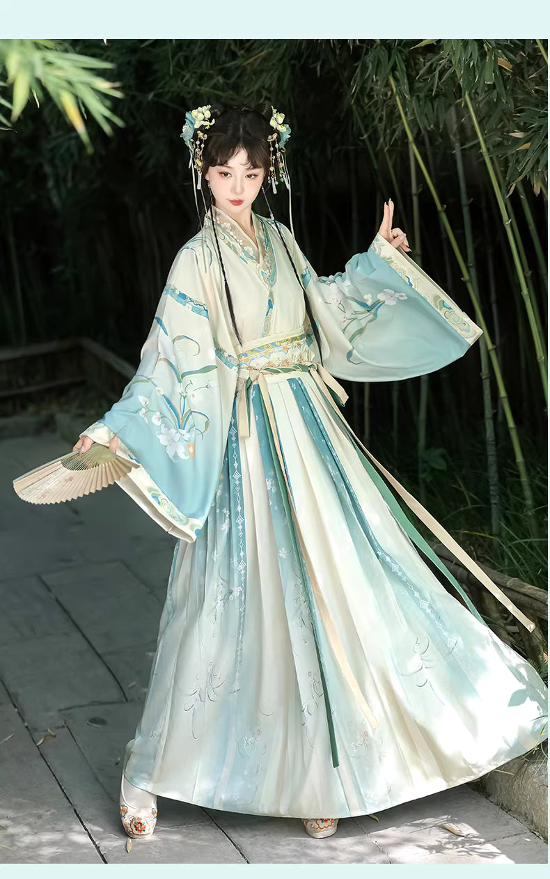 Women's Jin Dynasty-Style Hanfu Autumn Collection: Traditional Cross-Collar High-Waisted Ruqun for Daily Wear