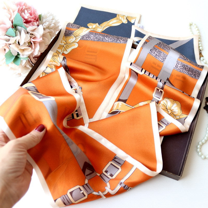 Pure Silk Long Double-Layer Reversible Scarf-145*15CM