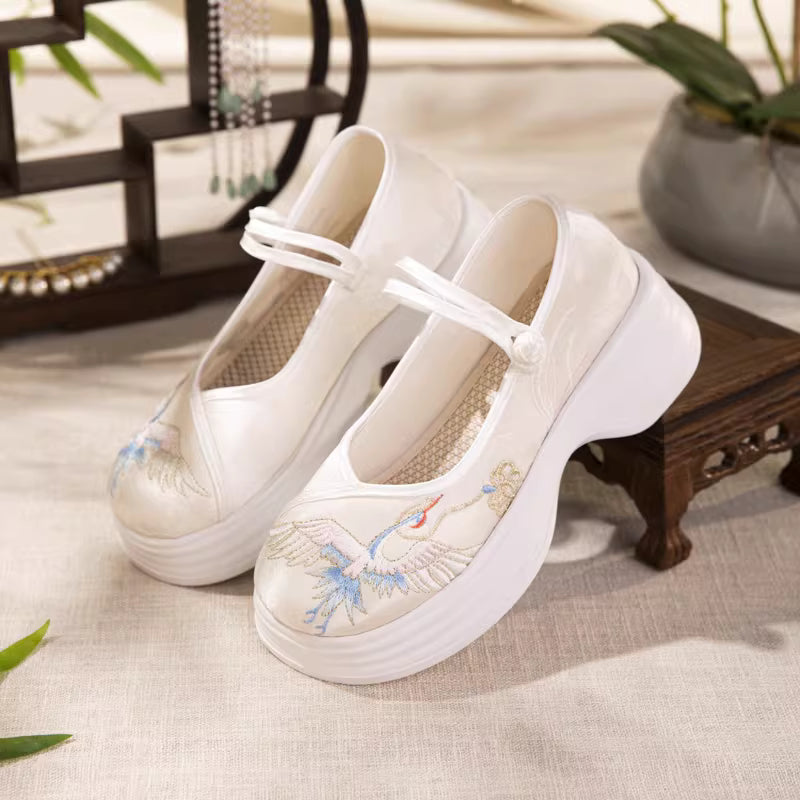 Original Spring & Summer Women's High-heeled Satin Embroidered Neo-Chinese Style Shoes
