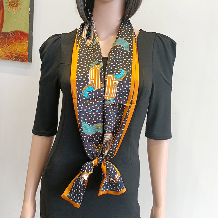 Pure Silk Long Double-Layer Reversible Scarf-145*15CM