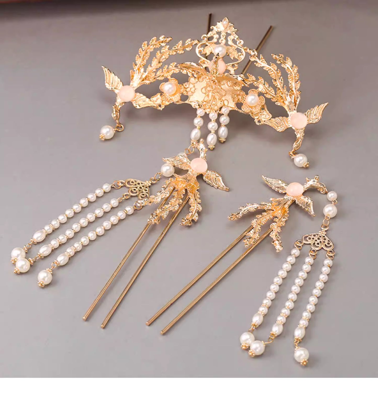 Ancient-style Hair Accessory Set: Tassel Hairpins & Coronet
