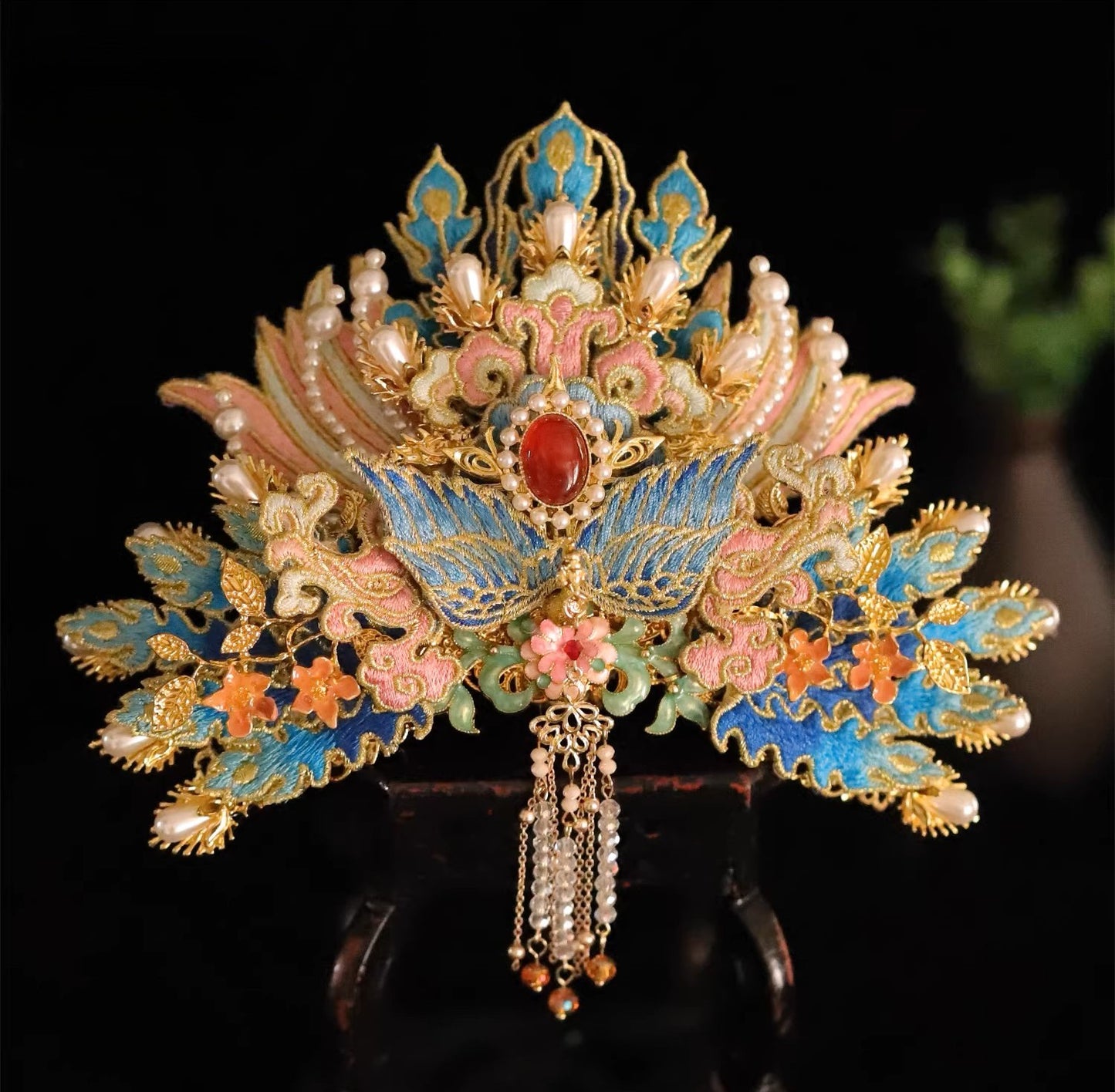 Handcrafted Chinese Traditional Hanfu Phoenix Coronet Headpiece & Hair Accessories