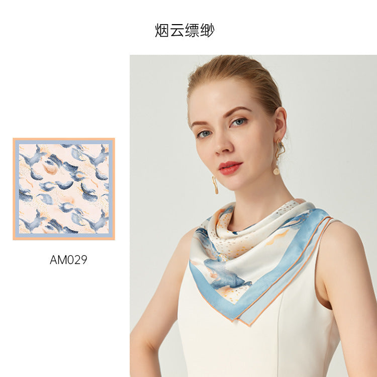 LAN SILK 2025 New 100% Mulberry Silk 65cm Charmeuse Silk Square Scarf