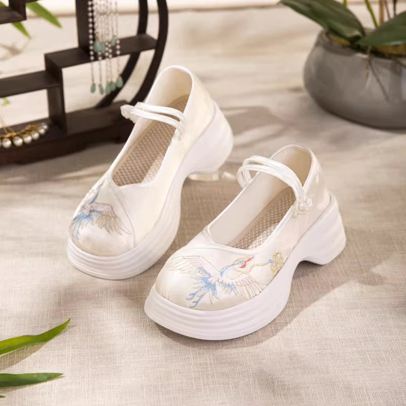Original Spring & Summer Women's High-heeled Satin Embroidered Neo-Chinese Style Shoes
