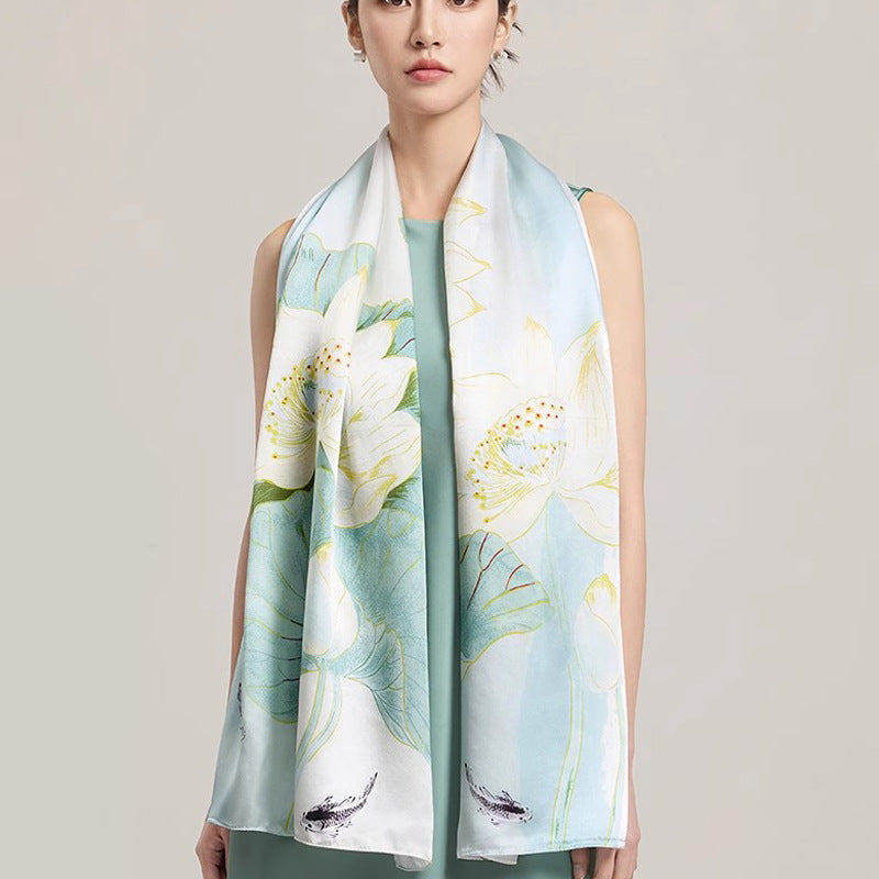 100% Mulberry Silk Scarf, 170*53cm Silk Scarf, 12 Momme-Smooth & delicate, lightweight & breathable