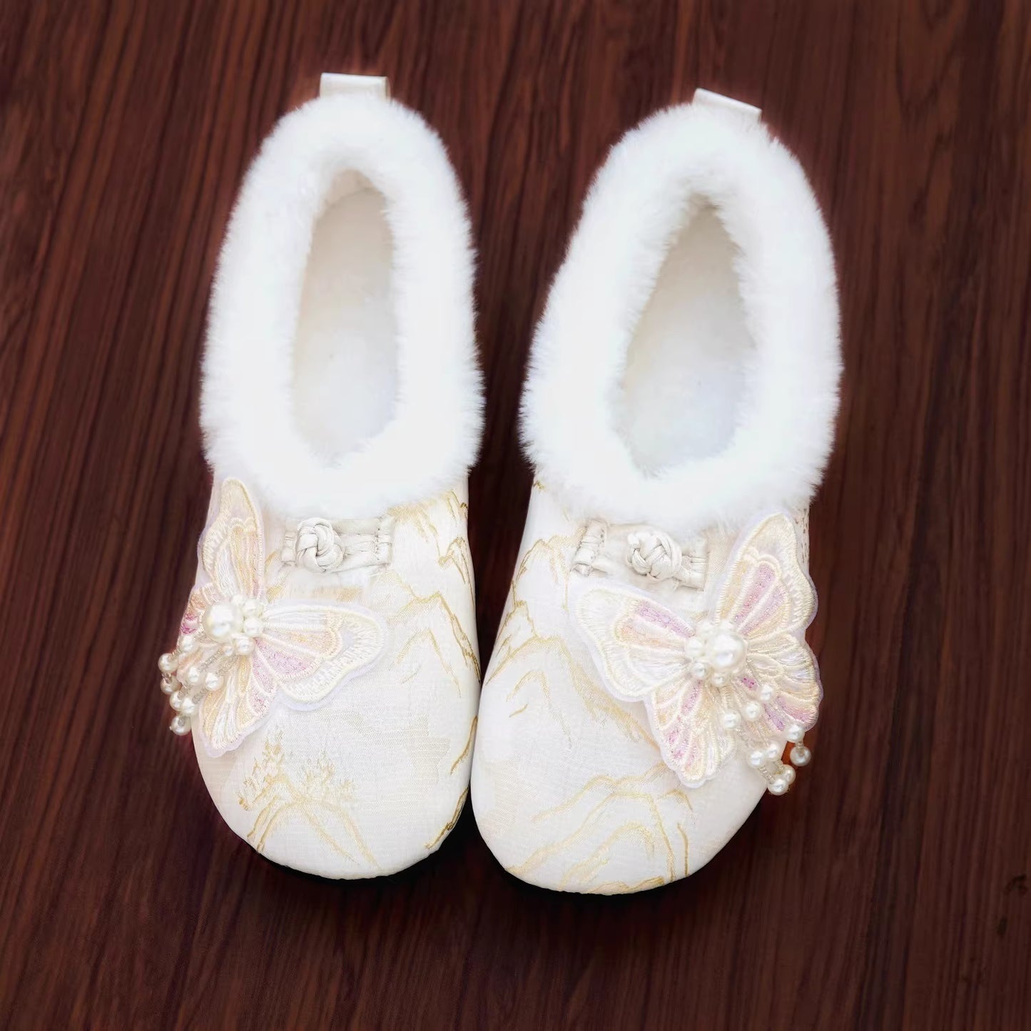 Fleece-lined Warm Embroidered Shoes | Winter Soft-soled Style
