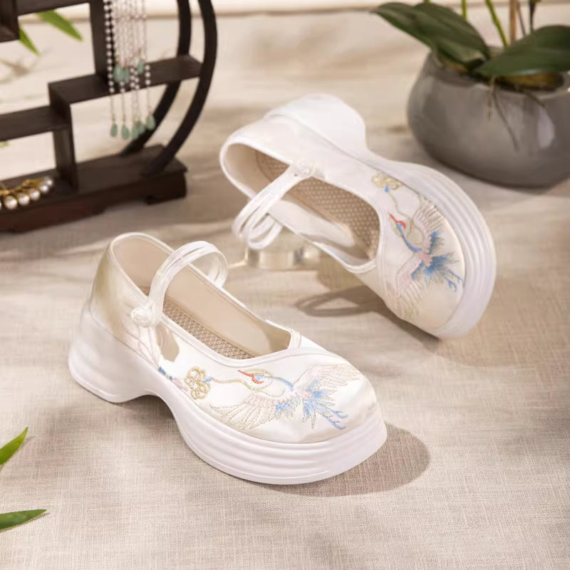 Original Spring & Summer Women's High-heeled Satin Embroidered Neo-Chinese Style Shoes