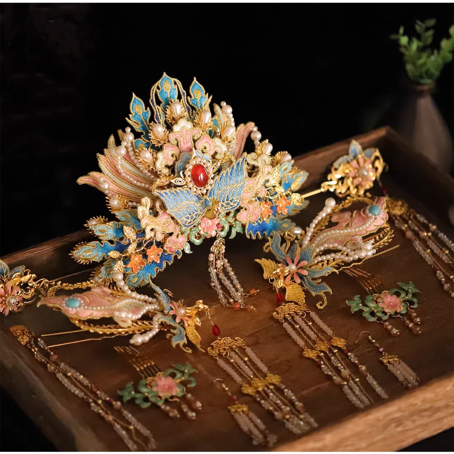 Handcrafted Chinese Traditional Hanfu Phoenix Coronet Headpiece & Hair Accessories