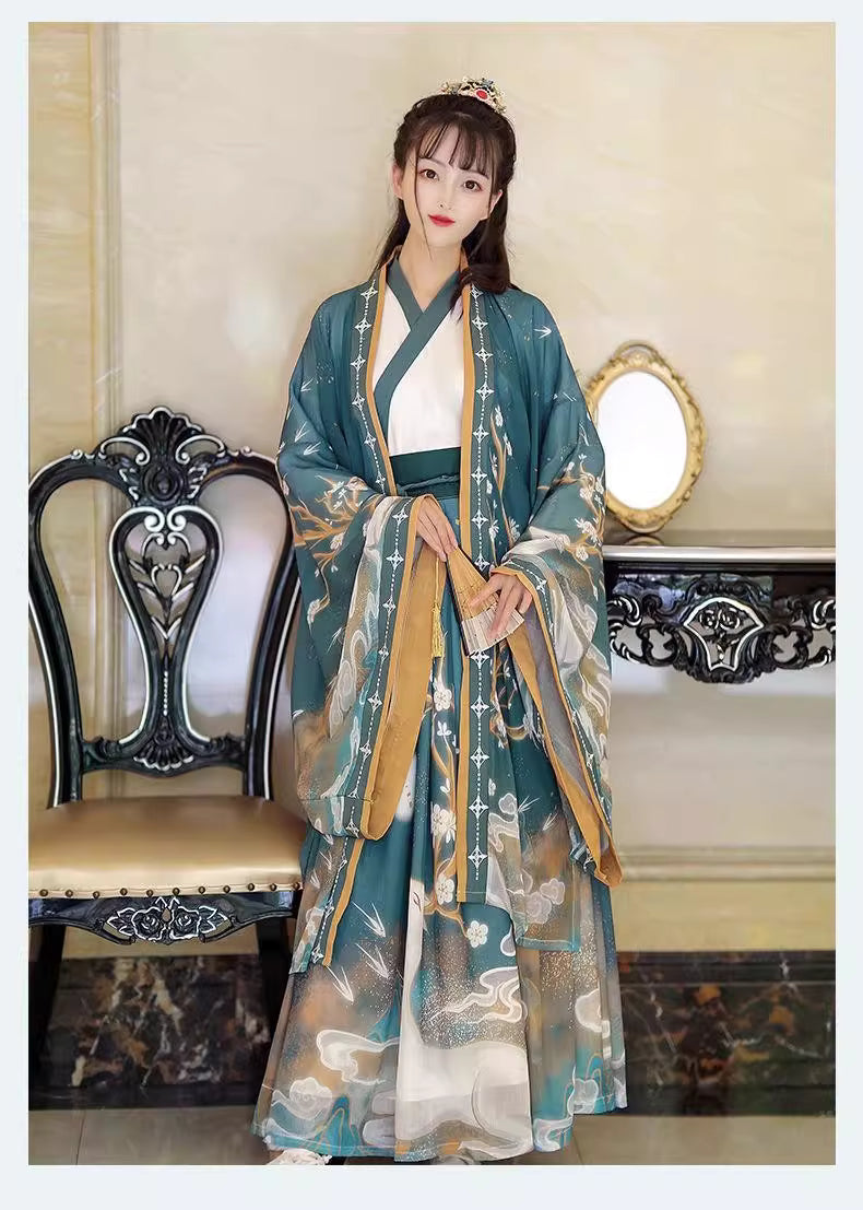 Jin Dynasty-Style Hanfu Autumn Collection: Traditional Cross-Collar High-Waisted Ruqun for Daily Wear
