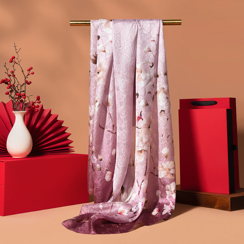 Purple Elegance Silk Scarf - 100% Silk Luxury Wrap